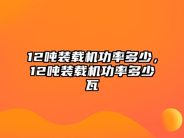 12噸裝載機(jī)功率多少，12噸裝載機(jī)功率多少瓦