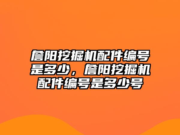 詹陽(yáng)挖掘機(jī)配件編號(hào)是多少，詹陽(yáng)挖掘機(jī)配件編號(hào)是多少號(hào)