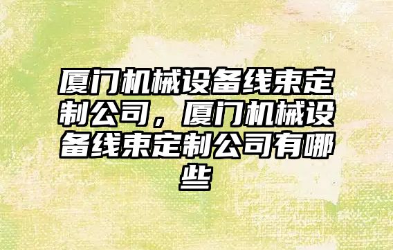 廈門機械設(shè)備線束定制公司，廈門機械設(shè)備線束定制公司有哪些