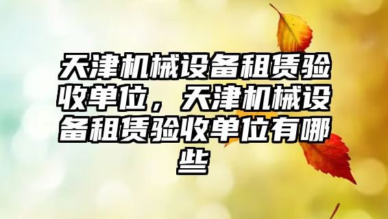 天津機械設備租賃驗收單位，天津機械設備租賃驗收單位有哪些