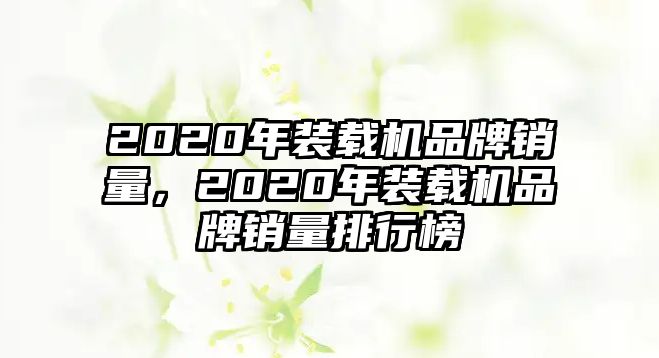 2020年裝載機(jī)品牌銷(xiāo)量，2020年裝載機(jī)品牌銷(xiāo)量排行榜