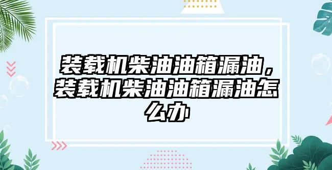 裝載機(jī)柴油油箱漏油，裝載機(jī)柴油油箱漏油怎么辦