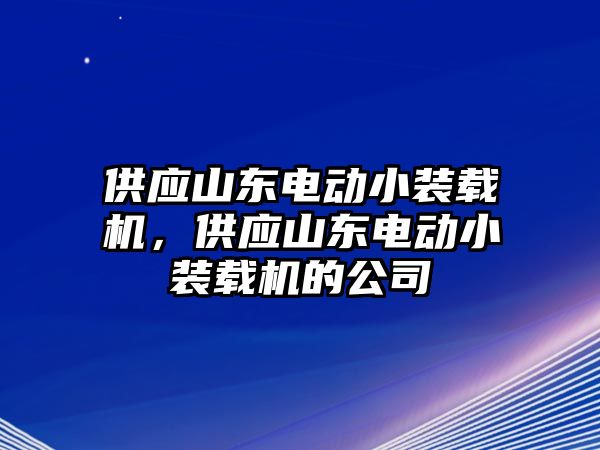 供應(yīng)山東電動小裝載機(jī)，供應(yīng)山東電動小裝載機(jī)的公司