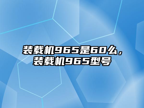 裝載機(jī)965是60么，裝載機(jī)965型號(hào)