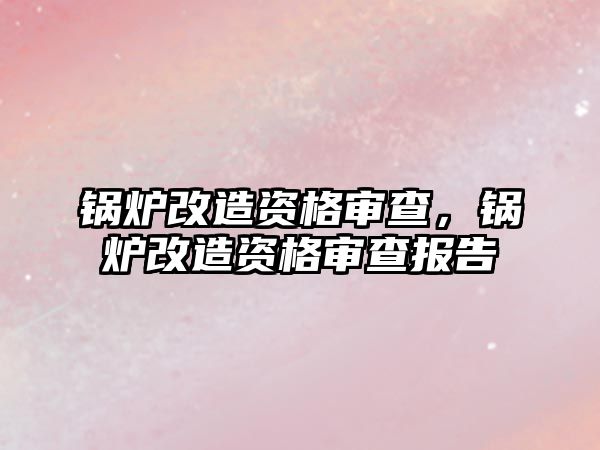 鍋爐改造資格審查，鍋爐改造資格審查報告