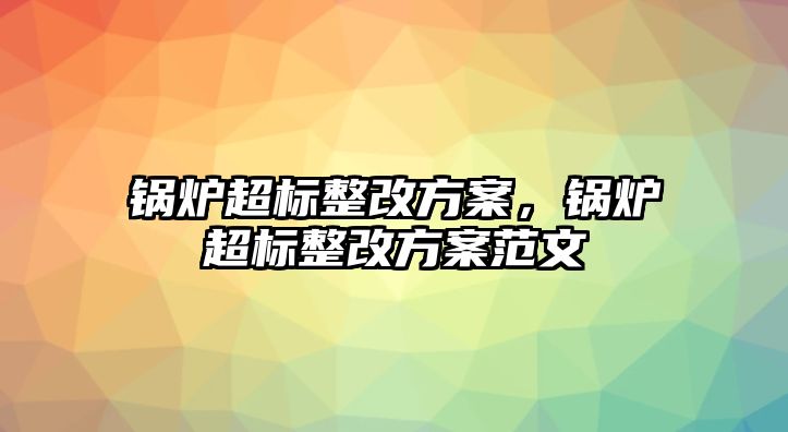 鍋爐超標(biāo)整改方案，鍋爐超標(biāo)整改方案范文