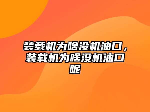 裝載機(jī)為啥沒機(jī)油口，裝載機(jī)為啥沒機(jī)油口呢