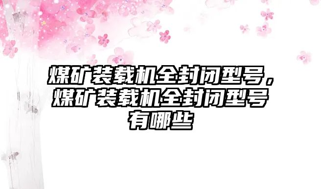 煤礦裝載機(jī)全封閉型號，煤礦裝載機(jī)全封閉型號有哪些