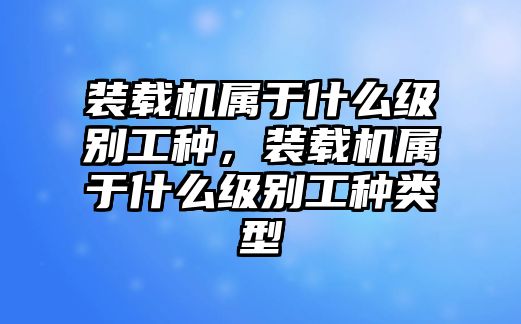 裝載機屬于什么級別工種，裝載機屬于什么級別工種類型