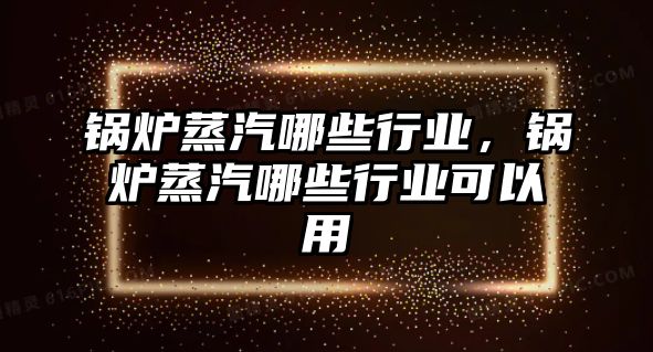 鍋爐蒸汽哪些行業(yè)，鍋爐蒸汽哪些行業(yè)可以用