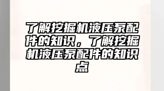 了解挖掘機(jī)液壓泵配件的知識(shí)，了解挖掘機(jī)液壓泵配件的知識(shí)點(diǎn)