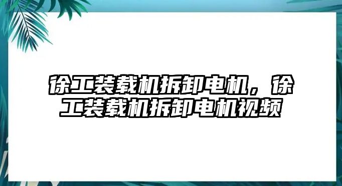 徐工裝載機拆卸電機，徐工裝載機拆卸電機視頻