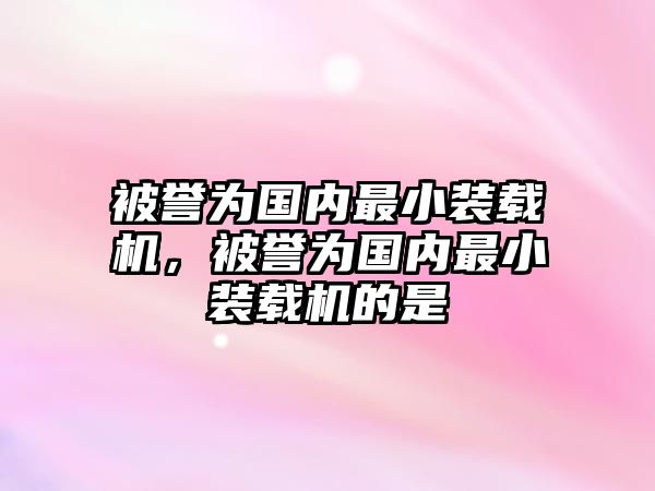 被譽為國內(nèi)最小裝載機，被譽為國內(nèi)最小裝載機的是