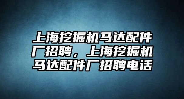 上海挖掘機(jī)馬達(dá)配件廠招聘，上海挖掘機(jī)馬達(dá)配件廠招聘電話