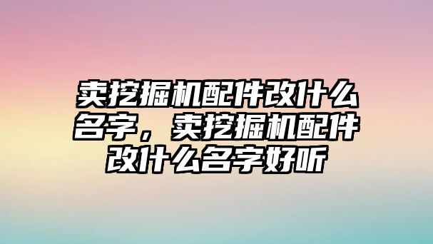 賣挖掘機配件改什么名字，賣挖掘機配件改什么名字好聽