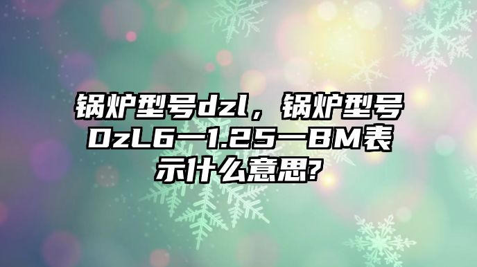 鍋爐型號dzl，鍋爐型號DzL6一1.25一BM表示什么意思?