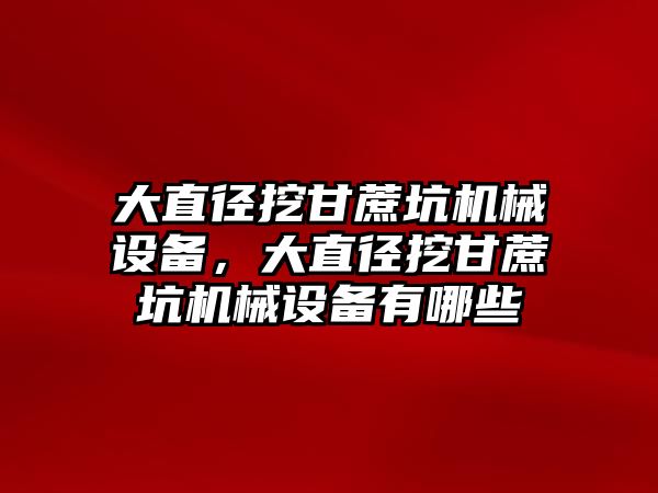 大直徑挖甘蔗坑機械設(shè)備，大直徑挖甘蔗坑機械設(shè)備有哪些