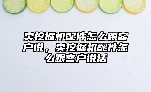 賣挖掘機配件怎么跟客戶說，賣挖掘機配件怎么跟客戶說話