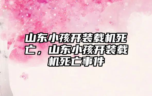 山東小孩開裝載機(jī)死亡，山東小孩開裝載機(jī)死亡事件