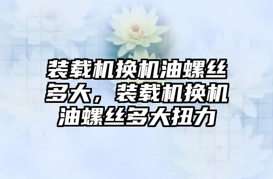 裝載機換機油螺絲多大，裝載機換機油螺絲多大扭力