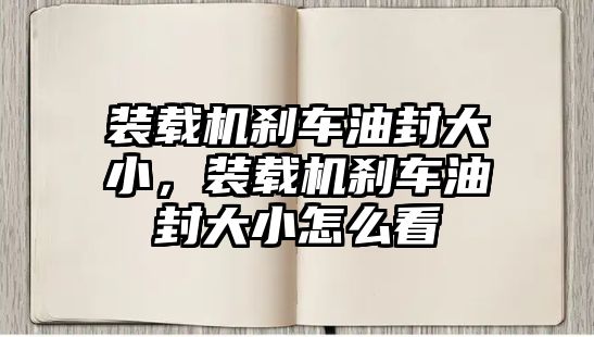 裝載機(jī)剎車油封大小，裝載機(jī)剎車油封大小怎么看