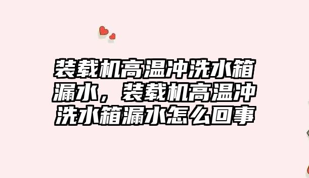 裝載機高溫沖洗水箱漏水，裝載機高溫沖洗水箱漏水怎么回事