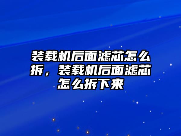 裝載機(jī)后面濾芯怎么拆，裝載機(jī)后面濾芯怎么拆下來(lái)