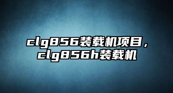 clg856裝載機(jī)項(xiàng)目，clg856h裝載機(jī)