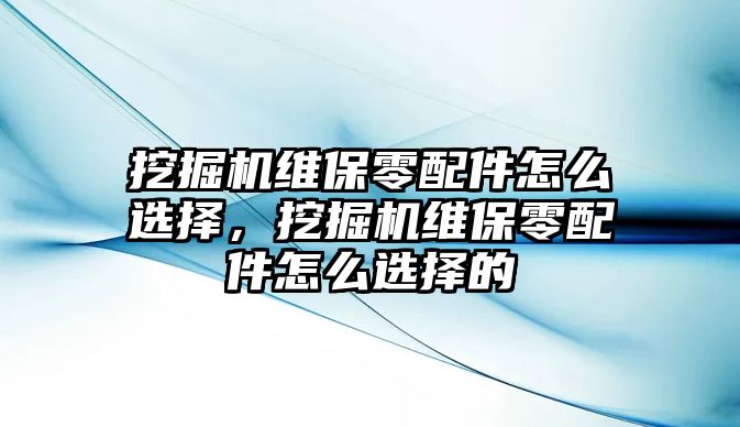 挖掘機維保零配件怎么選擇，挖掘機維保零配件怎么選擇的