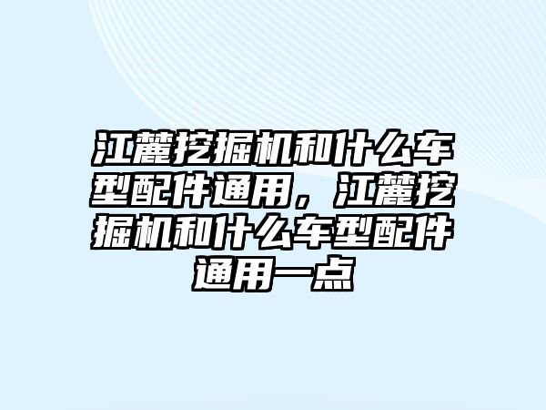 江麓挖掘機和什么車型配件通用，江麓挖掘機和什么車型配件通用一點