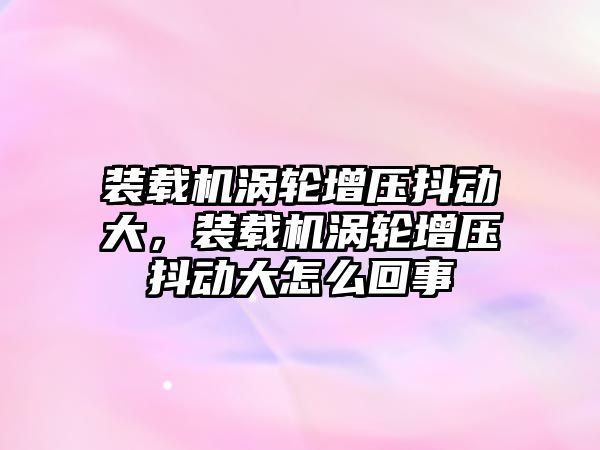 裝載機渦輪增壓抖動大，裝載機渦輪增壓抖動大怎么回事