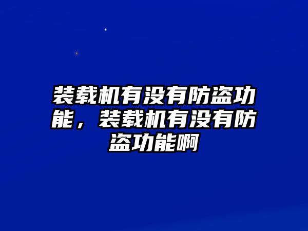 裝載機(jī)有沒有防盜功能，裝載機(jī)有沒有防盜功能啊