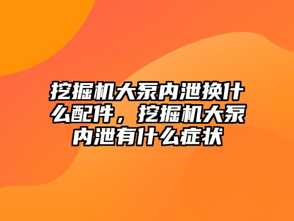 挖掘機大泵內(nèi)泄換什么配件，挖掘機大泵內(nèi)泄有什么癥狀