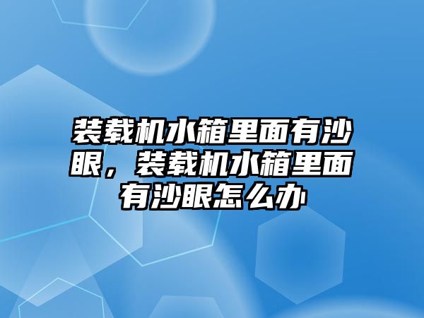 裝載機水箱里面有沙眼，裝載機水箱里面有沙眼怎么辦