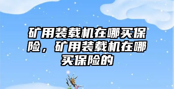 礦用裝載機在哪買保險，礦用裝載機在哪買保險的