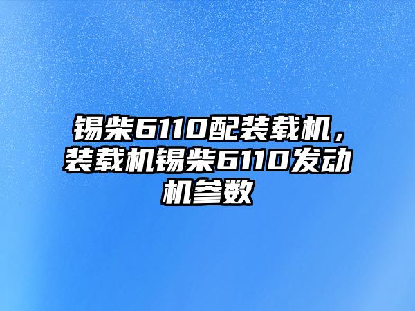 錫柴6110配裝載機，裝載機錫柴6110發(fā)動機參數(shù)