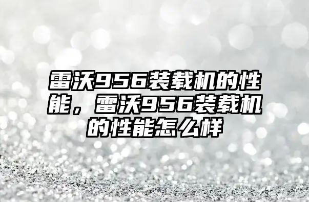 雷沃956裝載機(jī)的性能，雷沃956裝載機(jī)的性能怎么樣