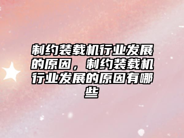 制約裝載機(jī)行業(yè)發(fā)展的原因，制約裝載機(jī)行業(yè)發(fā)展的原因有哪些