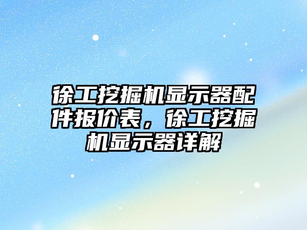 徐工挖掘機顯示器配件報價表，徐工挖掘機顯示器詳解