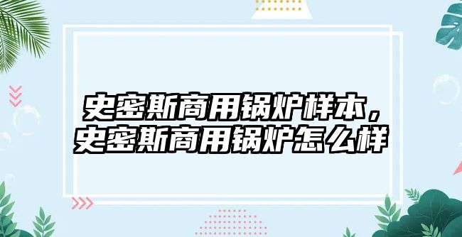 史密斯商用鍋爐樣本，史密斯商用鍋爐怎么樣