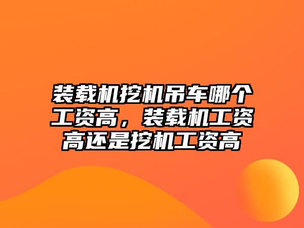 裝載機挖機吊車哪個工資高，裝載機工資高還是挖機工資高