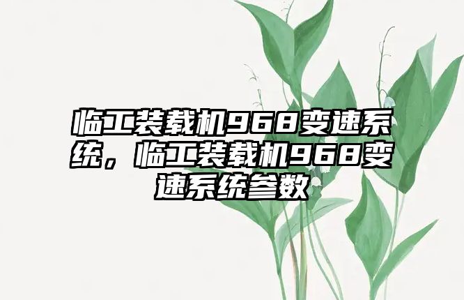 臨工裝載機968變速系統(tǒng)，臨工裝載機968變速系統(tǒng)參數(shù)