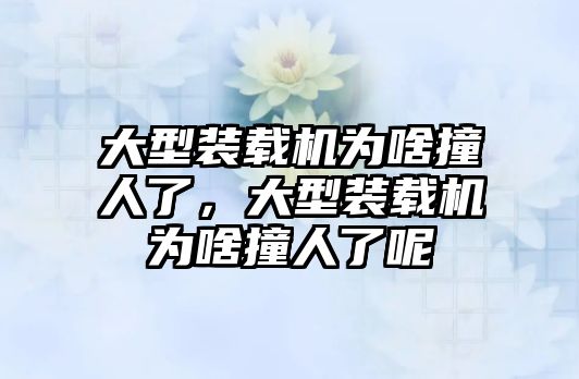 大型裝載機為啥撞人了，大型裝載機為啥撞人了呢