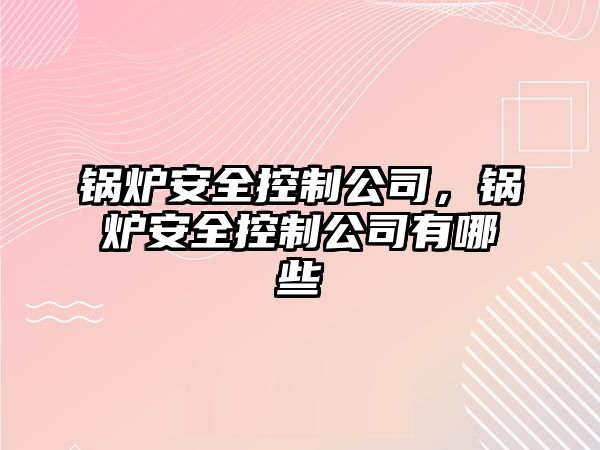 鍋爐安全控制公司，鍋爐安全控制公司有哪些