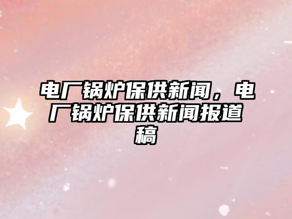 電廠鍋爐保供新聞，電廠鍋爐保供新聞報道稿