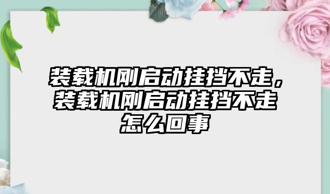 裝載機剛啟動掛擋不走，裝載機剛啟動掛擋不走怎么回事