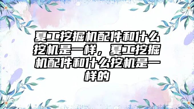 夏工挖掘機配件和什么挖機是一樣，夏工挖掘機配件和什么挖機是一樣的