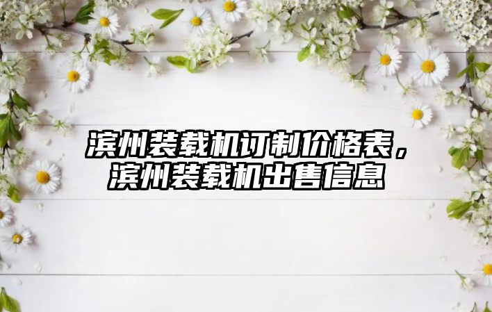 濱州裝載機訂制價格表，濱州裝載機出售信息