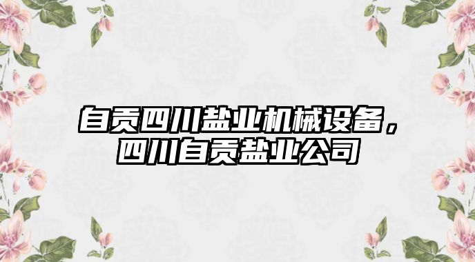 自貢四川鹽業(yè)機(jī)械設(shè)備，四川自貢鹽業(yè)公司