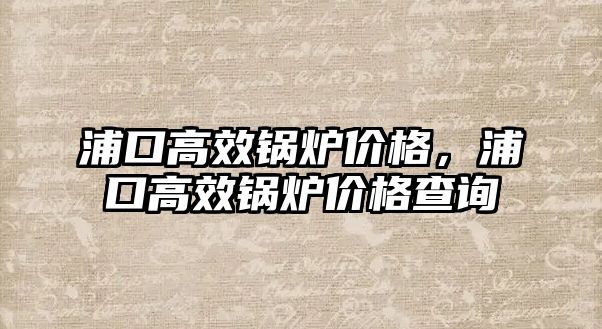 浦口高效鍋爐價格，浦口高效鍋爐價格查詢